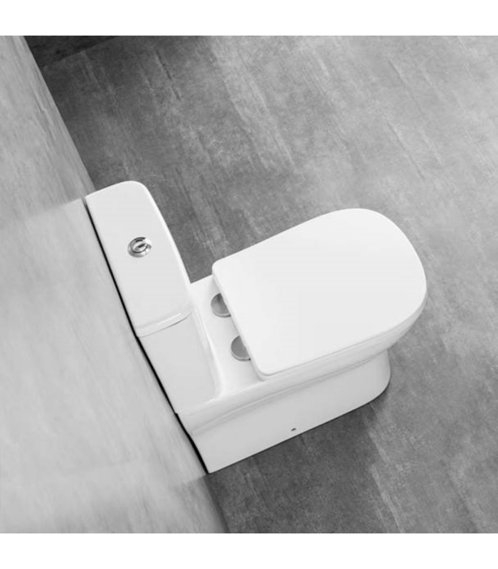 Pack WC inodoro completo PRAGA| Compuesto por cisterna con mecanismo ECO, taza BTW rimless y asiento con tapa amortiguada