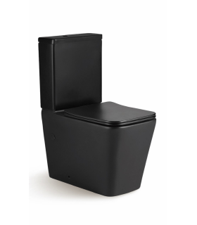 Inodoro PARIS BLACK Compact. Mecanismo ECO 3/6. Salida Dual. Asiento en UF. Sistema Rimless.