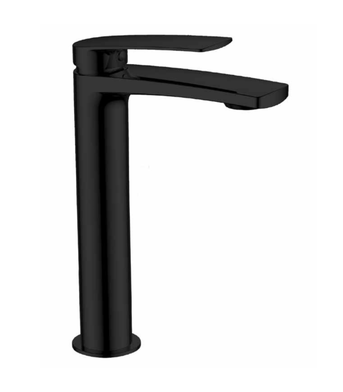 Monomando para  lavabo de caño alto 242mm Malibú, cuerpo en latón NEGRO, cartucho cerámico de 35mm