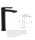 Monomando para  lavabo de caño alto 242mm Malibú, cuerpo en latón NEGRO, cartucho cerámico de 35mm