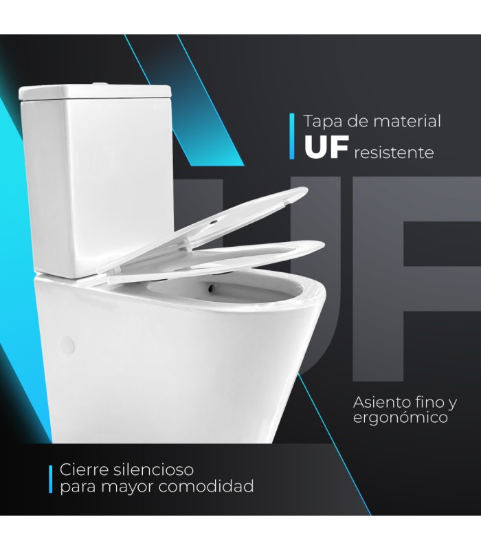 Pack Inodoro completo compact round rimless blanco con tapa amortiguada UF