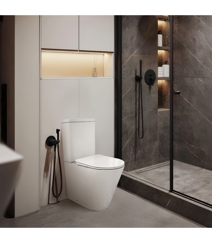 Pack Inodoro completo compact round rimless blanco con tapa amortiguada UF