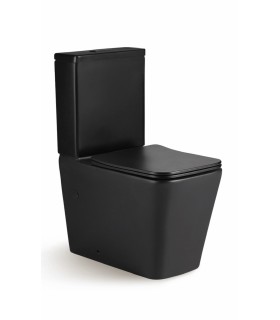 Pack Inodoro completo compact square rimless negro con tapa amortiguada UF