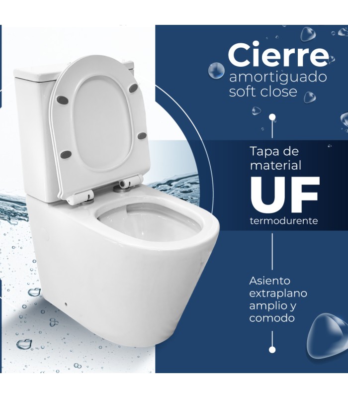 Pack Inodoro completo compact redondo rimles blanco con tapa amortiguada UF
