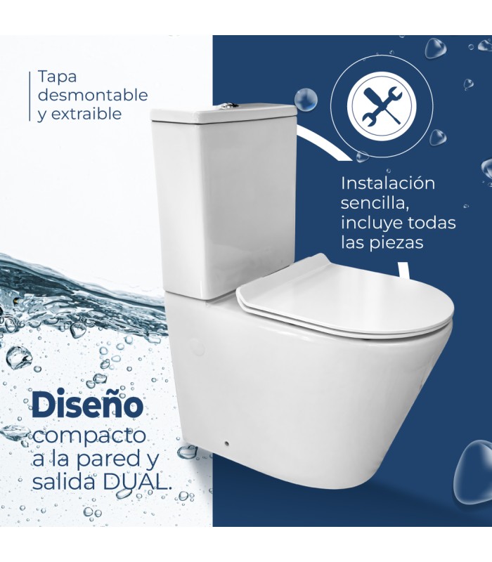 Pack Inodoro completo compact redondo rimles blanco con tapa amortiguada UF