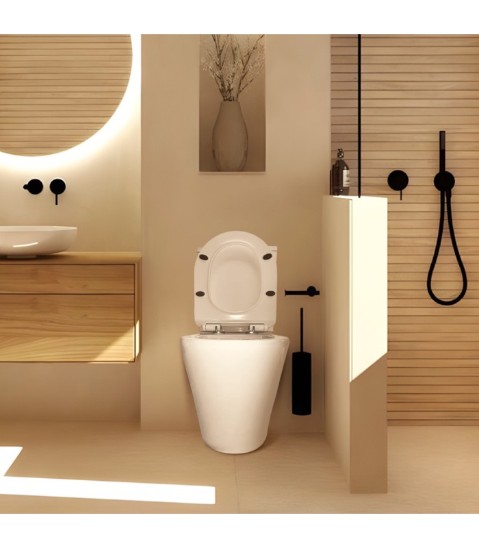 Pack Inodoro completo compact redondo rimles blanco con tapa amortiguada UF