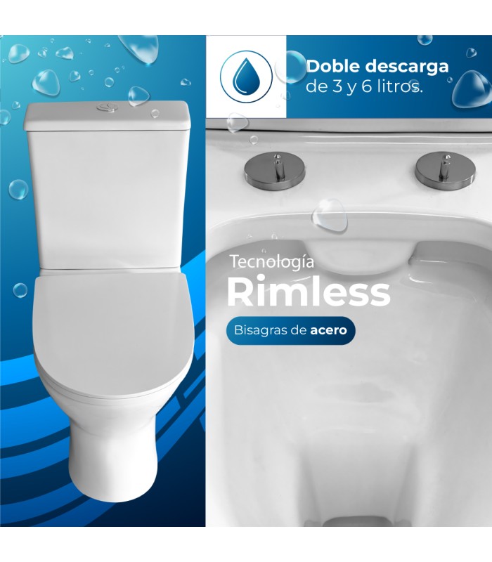 Pack Inodoro completo tapa UF y rimless con doble descarga