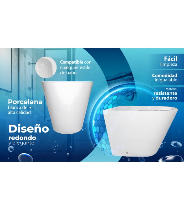 Bidé redondo fabricado en porcelana blanca de alta calidad