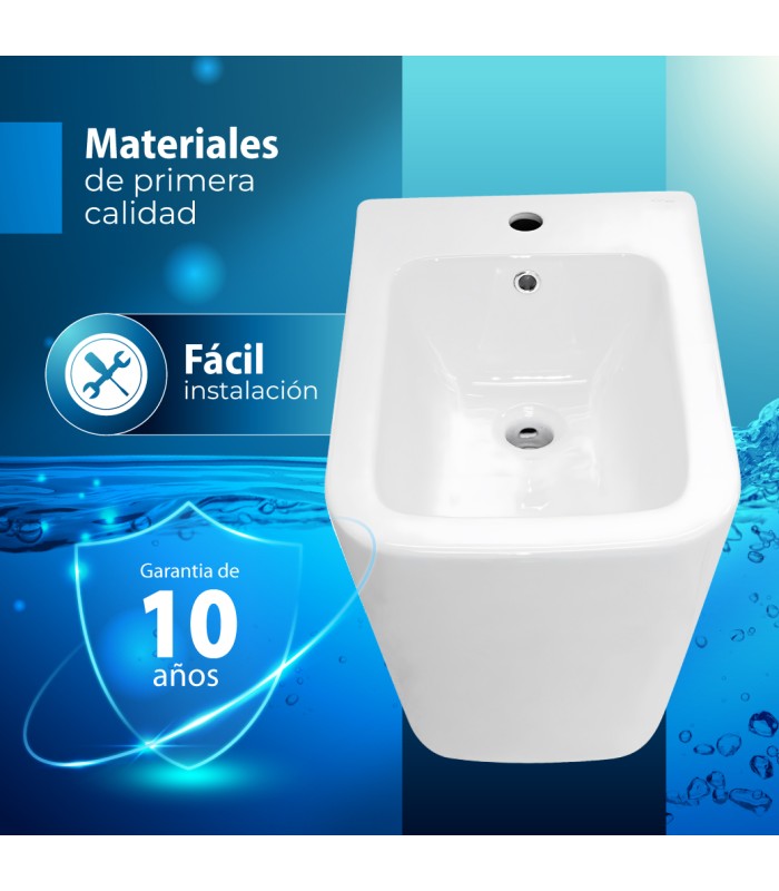 Bidé cuadrado, fabricado en porcelana blanca de alta calidad