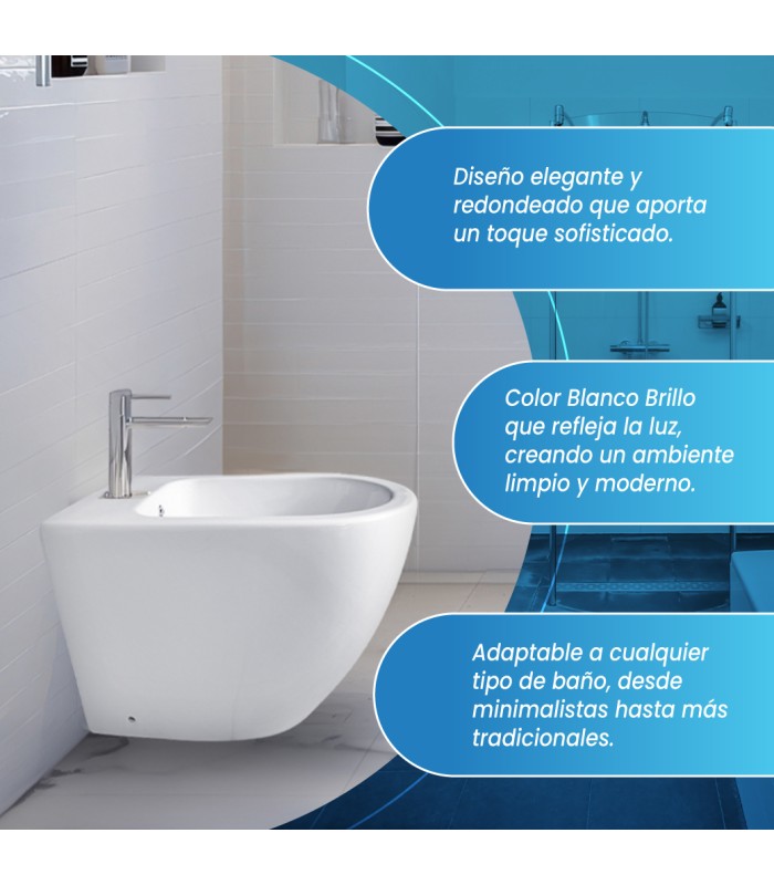 Bidé  redondeado de cerámica blanca de alta calidad