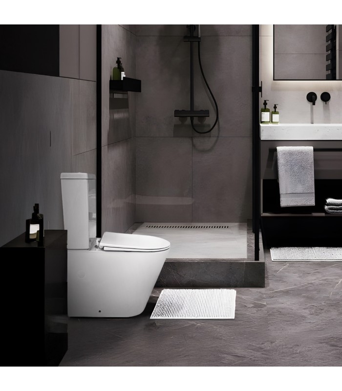 Inodoro completo compacto Round rimless Pack inodoro fabricado en porcelana completo con tapa amortiguada UF