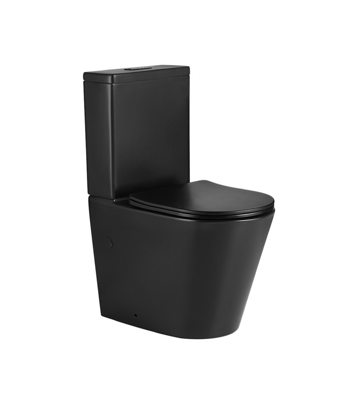 Inodoro completo compacto negro Round black rimless Pack inodoro fabricado en porcelana negra con tapa amortiguada UF