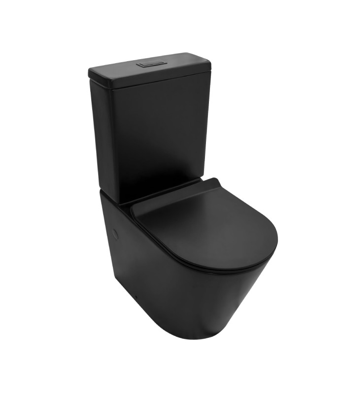 Inodoro completo compacto negro Round black rimless Pack inodoro fabricado en porcelana negra con tapa amortiguada UF