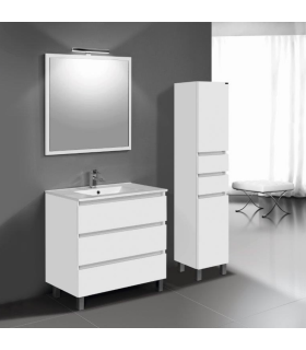 Mueble de baño en conjunto Venecia, dos colores disponibles incluye encimera de porcelana y espejo 3 cajones