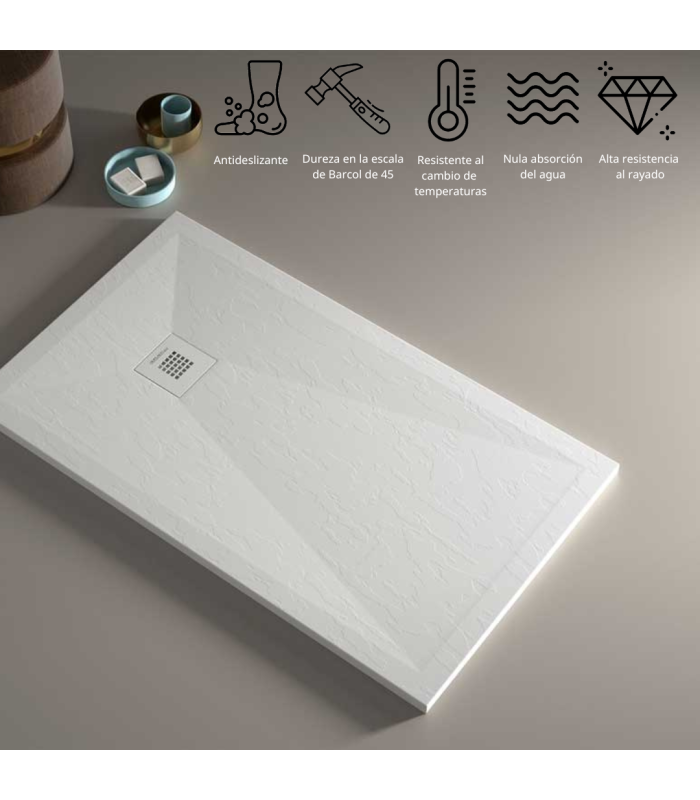 Plato de ducha Classic | Textura lisa | carga mineral válvula incluida