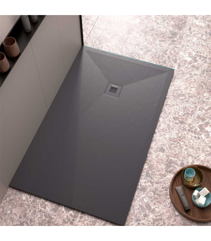 Plato de ducha Classic | Textura pizarra | carga mineral válvula incluida