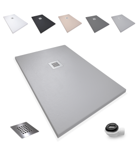 Plato de ducha Rota | Textura pizarra | carga mineral válvula y rejilla incluida