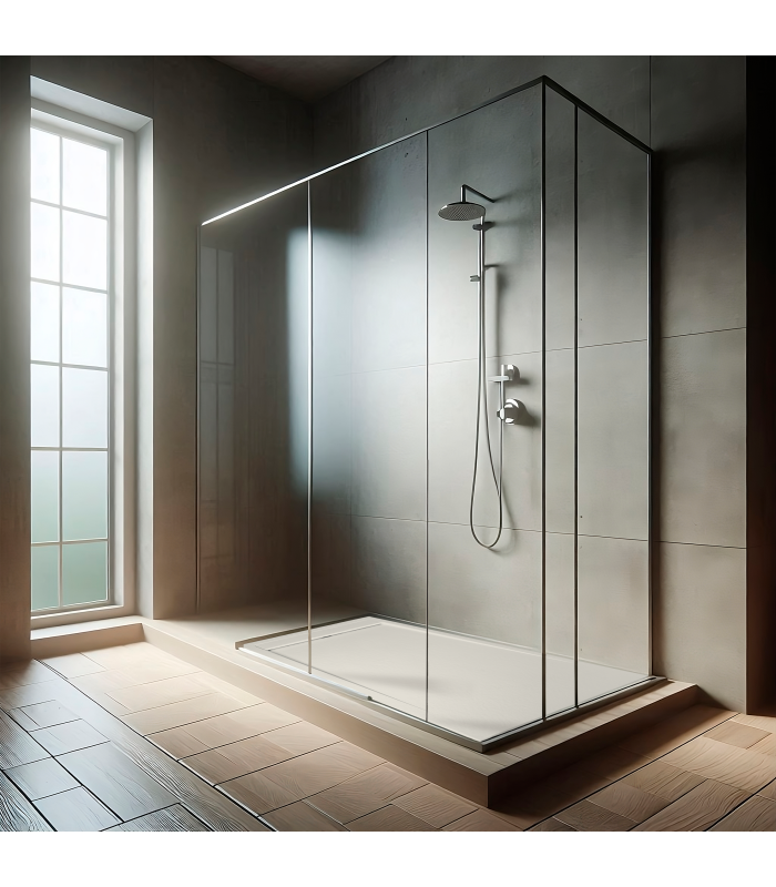 Plato de ducha Large | Textura pizarra | carga mineral válvula y rejilla incluida