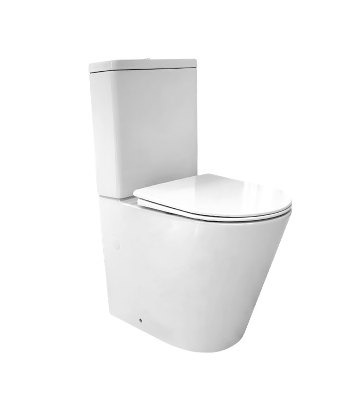 Pack Inodoro completo compact round rimless blanco con tapa amortiguada UF