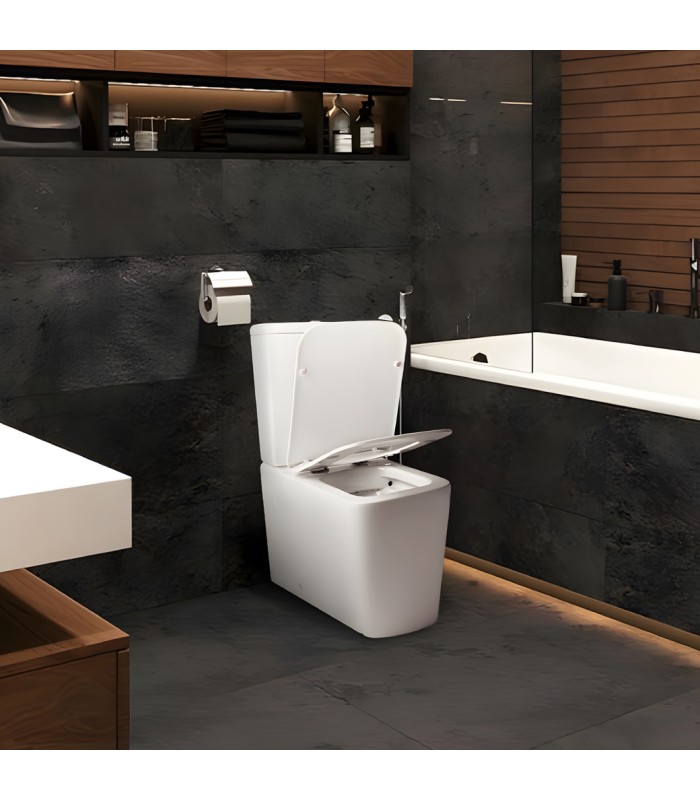 Pack Inodoro completo compact square rimless blanco con tapa amortiguada UF