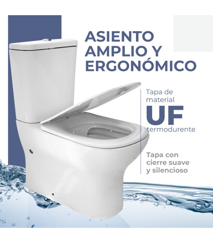 Pack Inodoro completo compacto con rimles y tapa amor en UF. Doble descarga