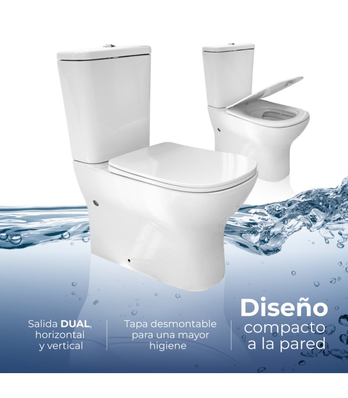 Pack Inodoro completo compacto con rimles y tapa amor en UF. Doble descarga