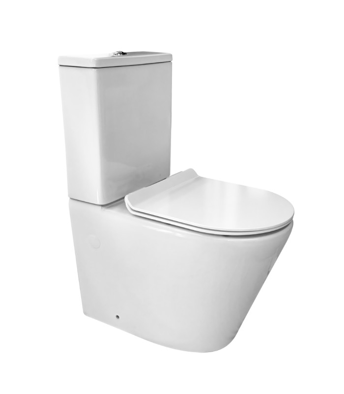 Pack Inodoro completo compact redondo rimles blanco con tapa amortiguada UF