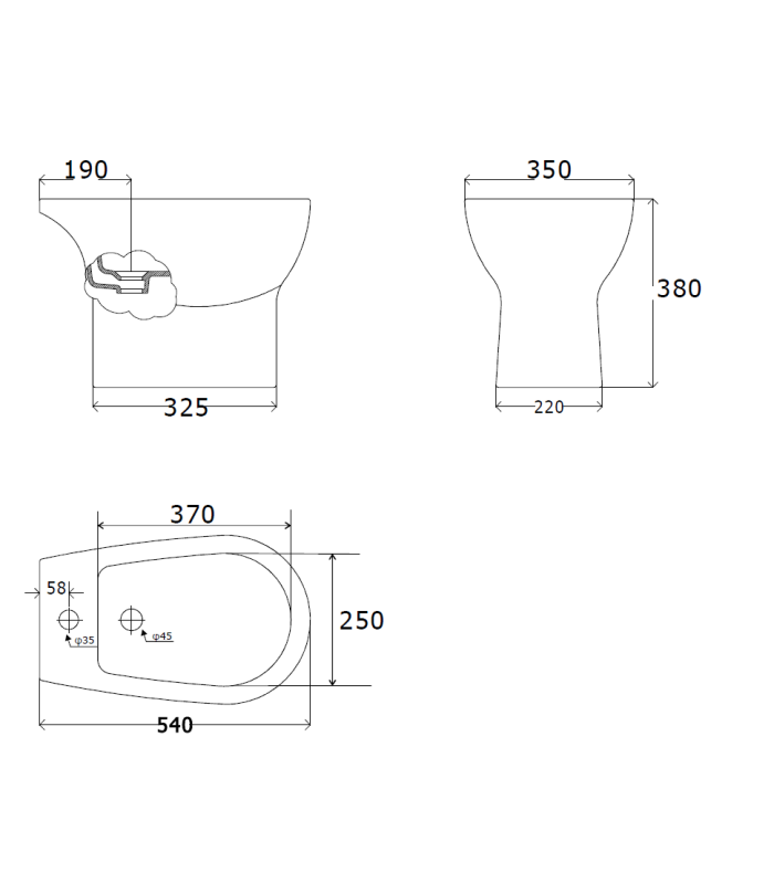 Bide fabricado en porcelana blanca de alta calidad