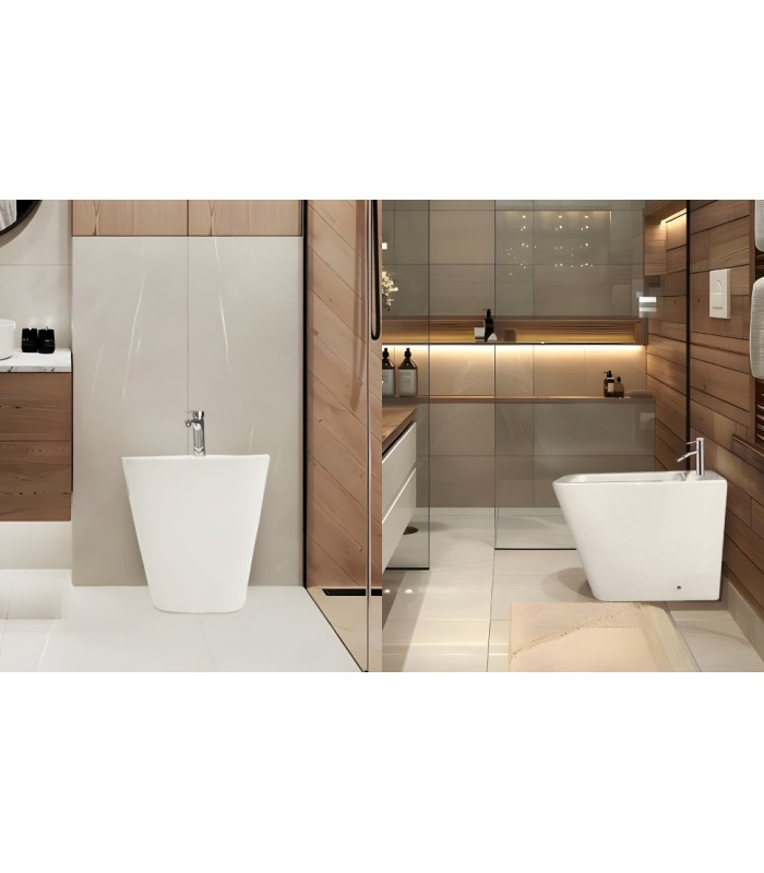 Bidé cuadrado, fabricado en porcelana blanca de alta calidad