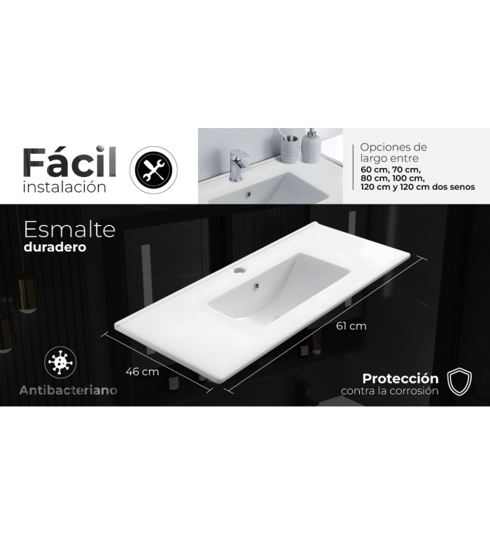 Encimera de porcelana blanca de 60 cm