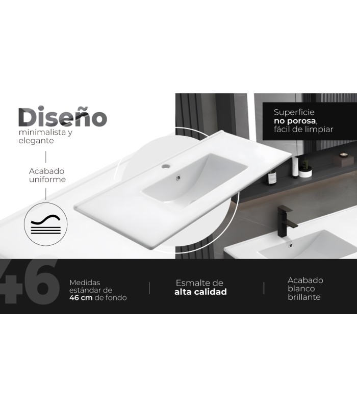 Encimera de porcelana blanca de 120 cm