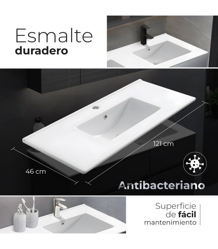 Encimera de porcelana blanca de 120 cm