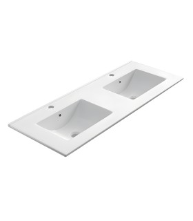 Encimera de porcelana blanca con dos senos de 120 cm