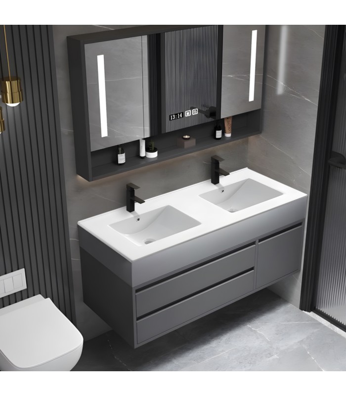 Encimera de porcelana blanca con dos senos de 120 cm