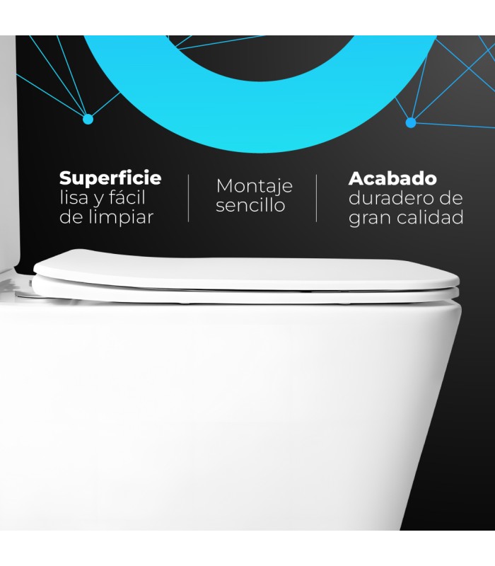 Inodoro PARIS Compacto de Dos Piezas  Diseño  Moderno. Mecanismo Economizador 3/6. Salida Dual. Asiento en ABS, Rimless.