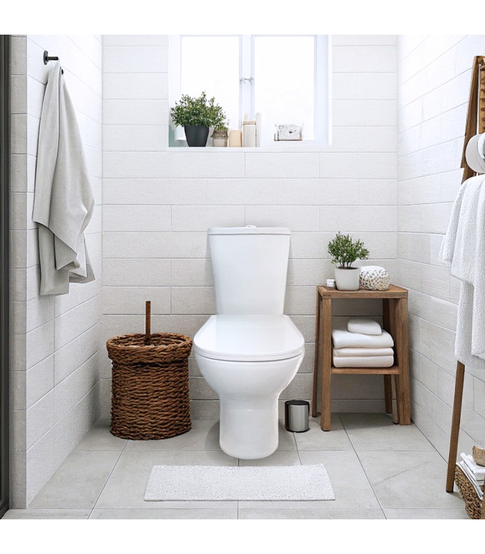 Pack WC inodoro completo PRAGA| Compuesto por cisterna con mecanismo ECO, taza BTW rimless y asiento con tapa amortiguada