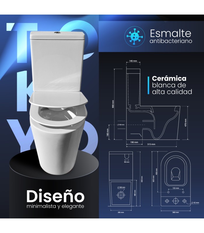 Pack Inodoro completo movilidad reducida rimless blanco con tapa amortiguada UF