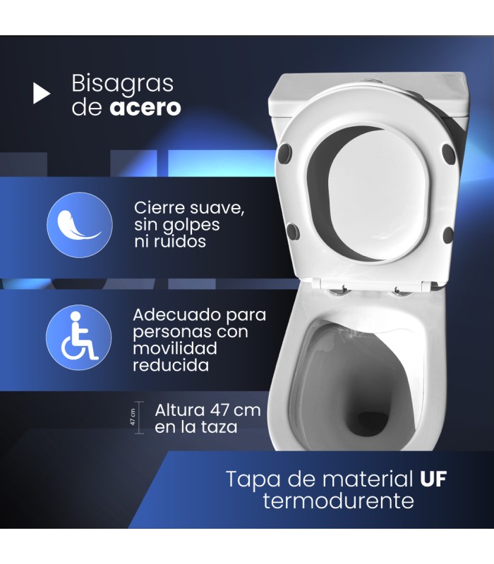 Pack Inodoro completo movilidad reducida rimless blanco con tapa amortiguada UF