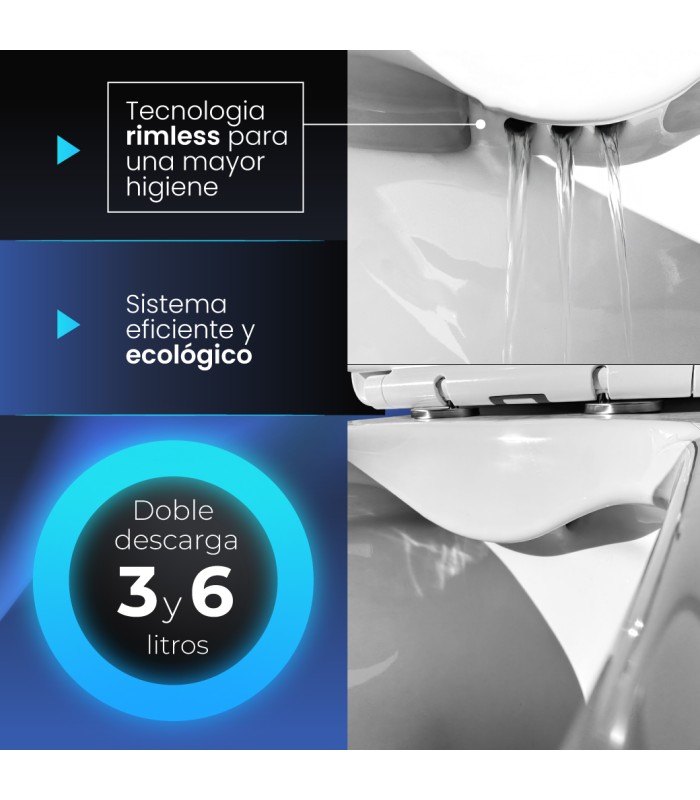 Pack Inodoro completo movilidad reducida rimless blanco con tapa amortiguada UF